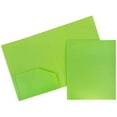 thumbnail image 1 of JAM Paper Heavy Duty Plastic 2 Pocket School Folders, Lime Green, 3/Pack, 1 of 4