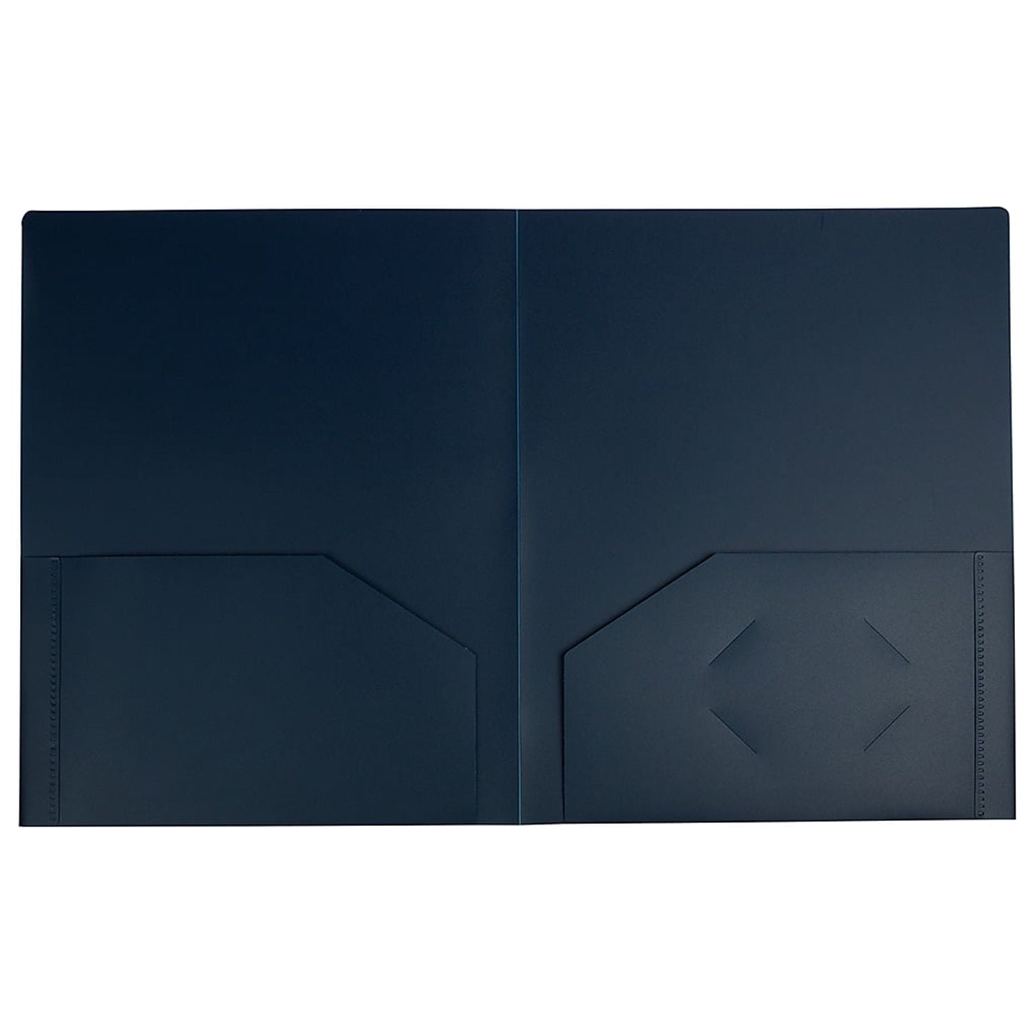JAM Paper Heavy Duty Plastic 2 Pocket School Folders, Navy Blue, 6 per Pack