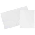 JAM Paper Heavy Duty Plastic 2 Pocket School Folders, White, 3/Pack ...
