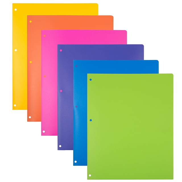 JAM Paper Heavy Duty Plastic 3 Hole Punch School Folders with Pockets ...