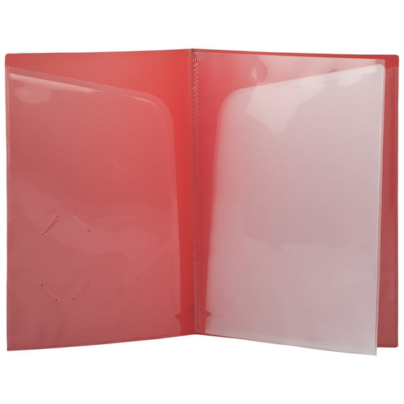 JAM Paper Heavy Duty Plastic Multi High Pocket Folders, 6 Pocket Organizer, Red, Sold Individually
