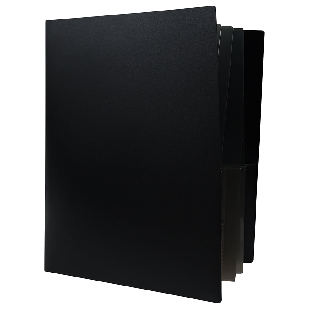 JAM Paper Heavy Duty Plastic Multi Pocket Folders, 10 Pocket Organizer, Black, Bulk 72/Pack