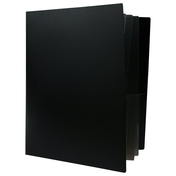 JAM Paper Heavy Duty Plastic Multi Pocket Folders, 10 Pocket Organizer, Black, Bulk 72/Pack