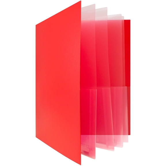JAM Paper Heavy Duty Plastic Multi Pocket Folders, 10 Pocket, Red, 72 Folders Pack