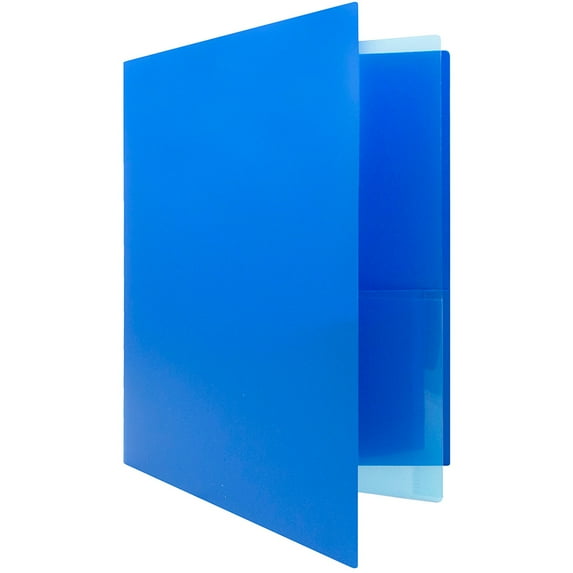 JAM Paper Heavy Duty Plastic Multi Pocket Folders, 4 Pocket, Blue, 2 Folders Pack