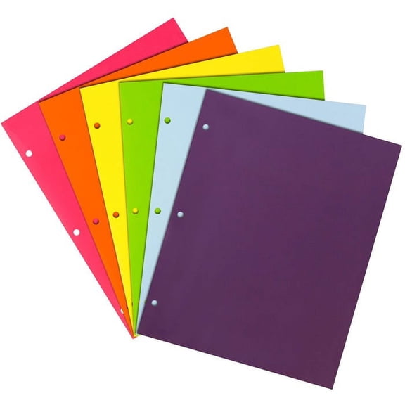 JAM Paper Hole Punch Glossy Pocket Folders, Assorted Fashion, Multicolor, 6 per Pack