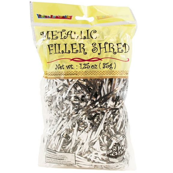 JAM Paper Holiday Shred Tissue Paper, Silver Metallic, 1.25 oz/Bag