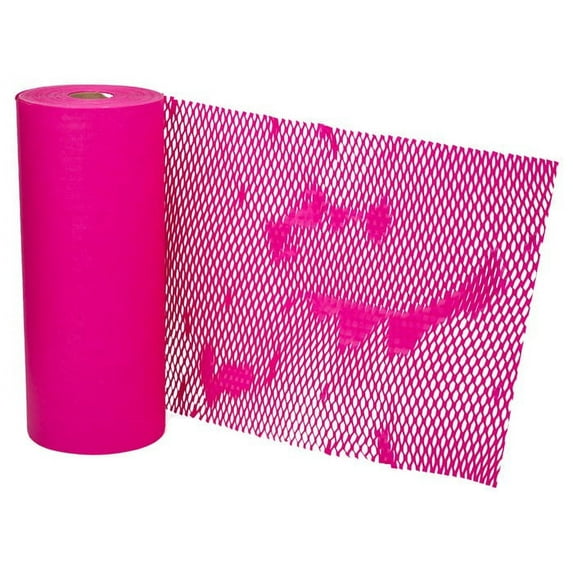 JAM Paper Honeycomb Packing Paper Roll, 322.5 sq ft, 80 GSM, Fuchsia Pink, 1/Pack