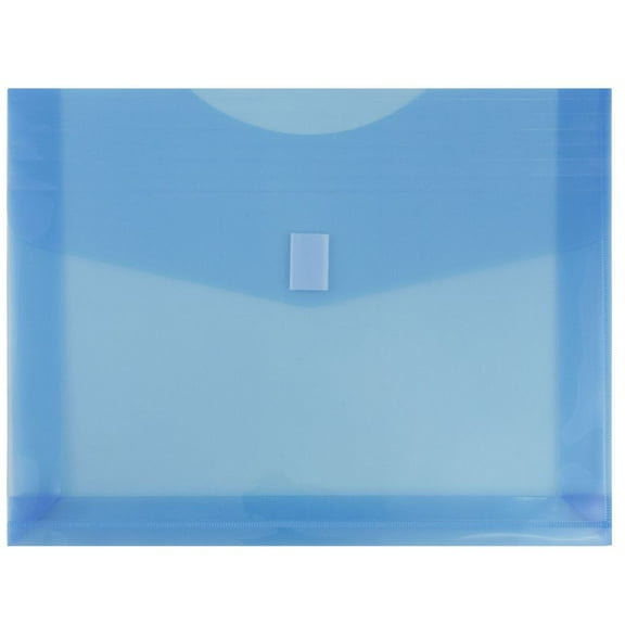 JAM Paper Hook & Loop Plastic Envelopes, 2" Expansion, 9 3/4 x 13, Blue, 12 per Pack
