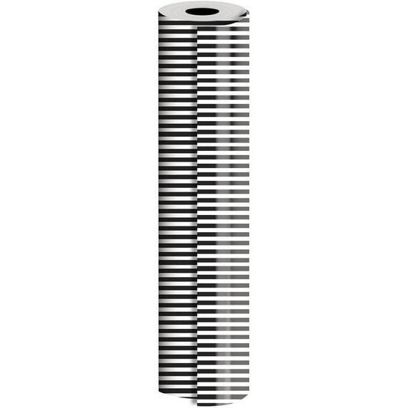 JAM Paper Industrial Bulk Wrapping Paper, 1/Pack, Black White Stripe Gift Wrap, 834 Sq Ft (1/2 Ream)
