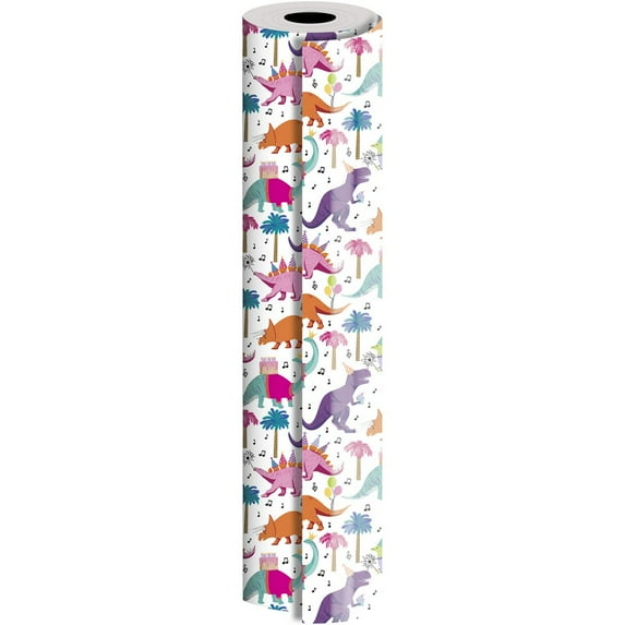 JAM Paper Industrial Bulk Wrapping Paper, 1/Pack, Dino Party Gift Wrap, 1042.5 Sq Ft (1/2 Ream)