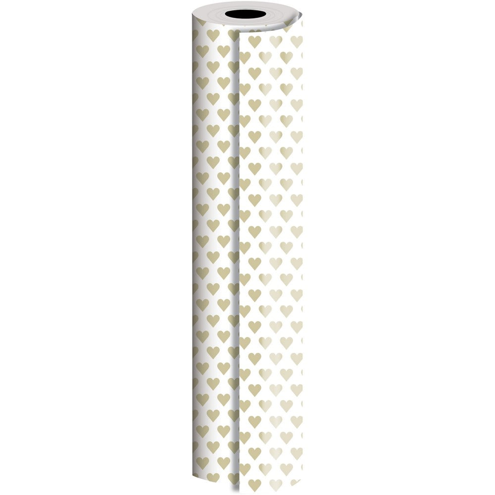 JAM Paper Industrial Bulk Wrapping Paper, 1/Pack, Golden Hearts Gift Wrap,  416 Sq Ft (1/4 Ream)
