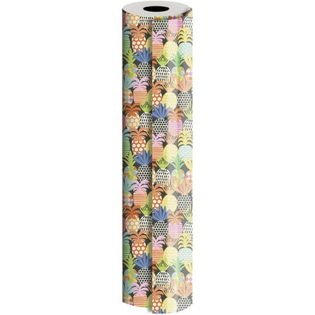 JAM Paper Industrial Bulk Wrapping Paper, 1/Pack, Pineapple Pop Gift Wrap, 416 Sq Ft (1/4 Ream)
