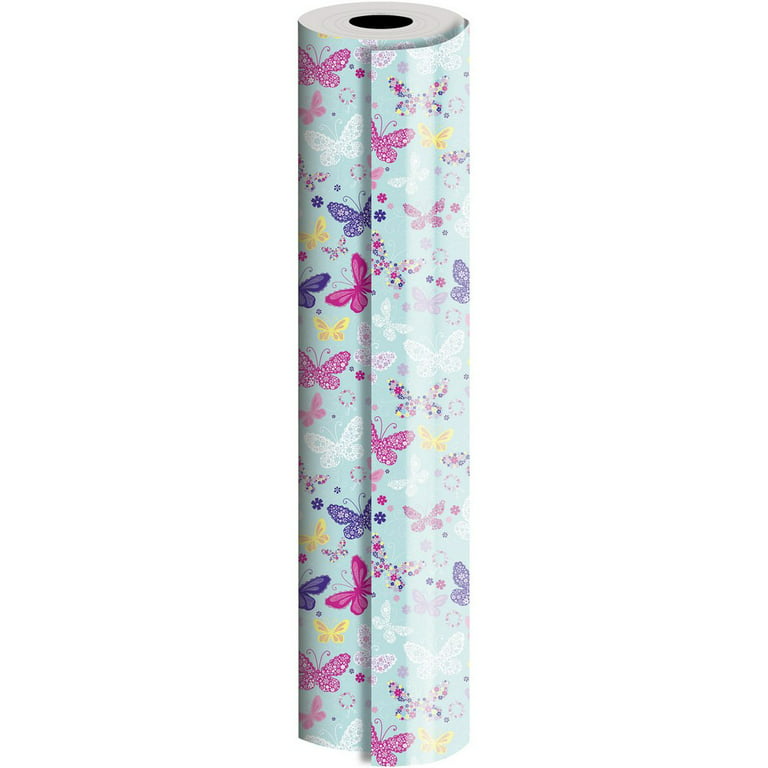 JAM Paper Industrial Size Bulk Wrapping Paper Rolls, Butterfly