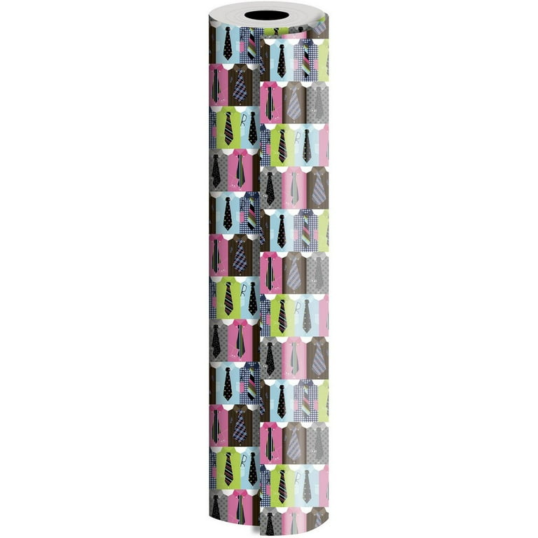 JAM Paper Industrial Size Bulk Wrapping Paper Rolls, Handsome Ties Design,  Full Ream (2082.5 Sq Ft), Sold Individually