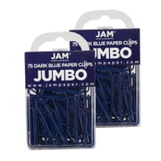 JAM Paper Jumbo Paper Clips, Dark Blue, 2 Packs of 75, Large