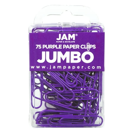 JAM Paper Jumbo Paper Clips, Purple, 75/Pack, Large
