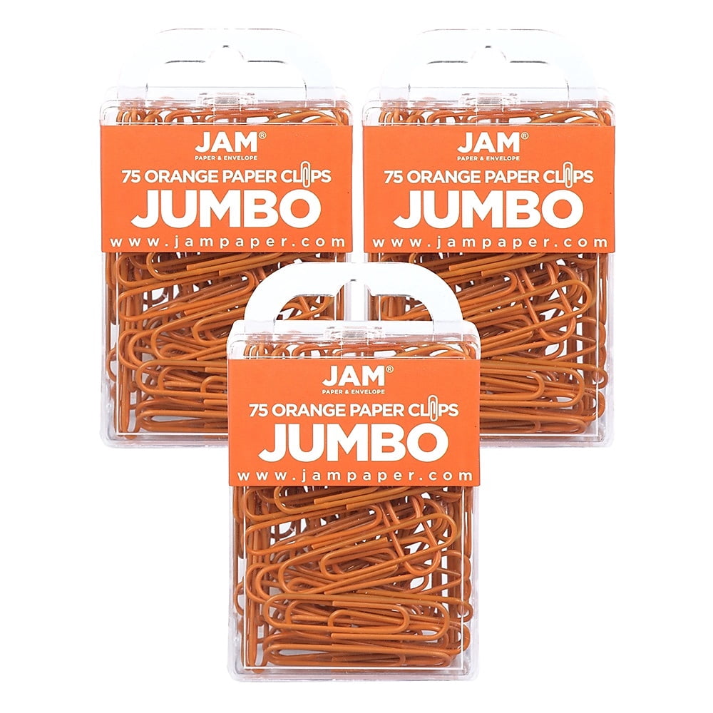 JAM Paper Jumbo Smooth Paper Clip Orange 3/Pack 42186871B