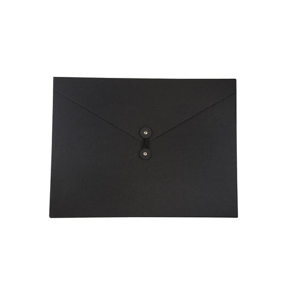 JAM Paper Kraft Button and String Tie Portfolio Jumbo 12 1/2 x 16 1/2 x 1/2 Black Recycled Sold
