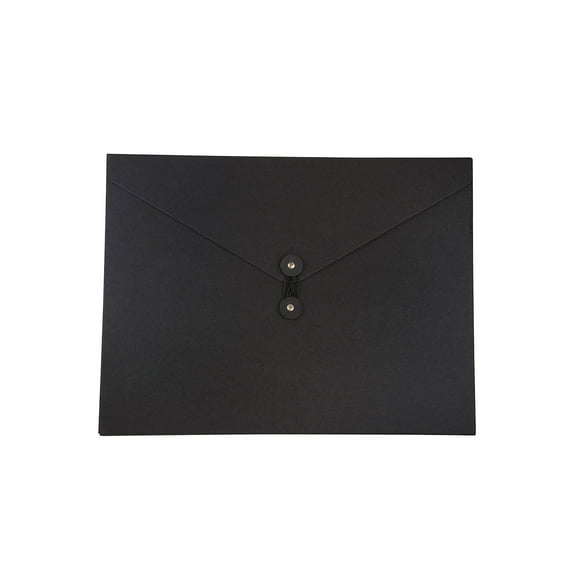 JAM Paper Kraft Button and String Tie Portfolio Jumbo 12 1/2 x 16 1/2 x 1/2 Black Recycled Sold
