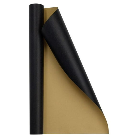 JAM Paper Kraft Wrapping Paper, 26.3 Sq ft (17 in x 18 Ft), Black Kraft Paper, 1/Pack