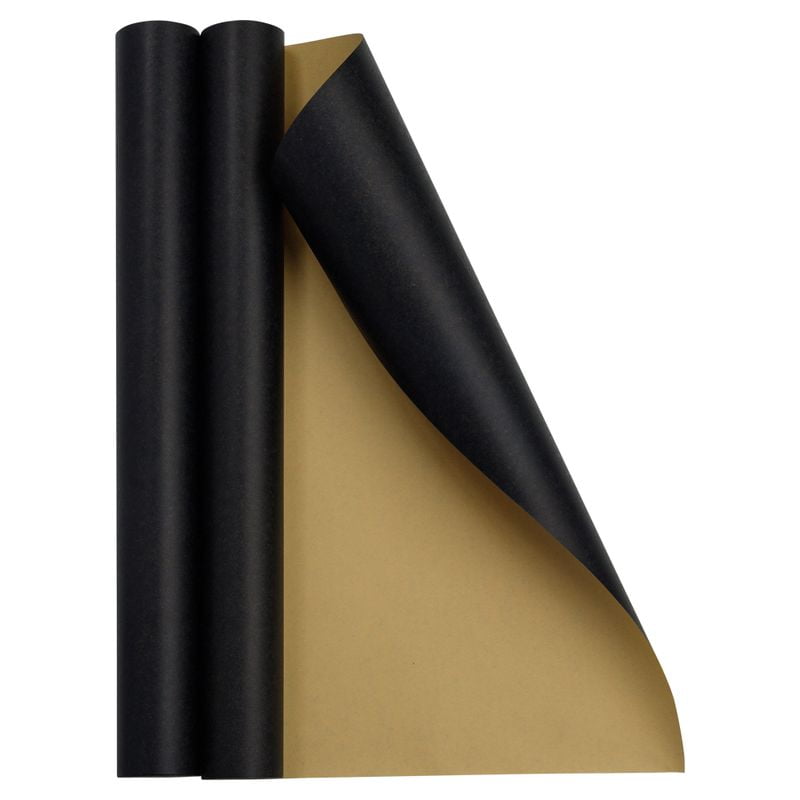 JAM Paper Kraft Wrapping Paper, 52.6 Sq ft Total (17 in x 18 Ft Each), Black Kraft Paper, 2 Rolls