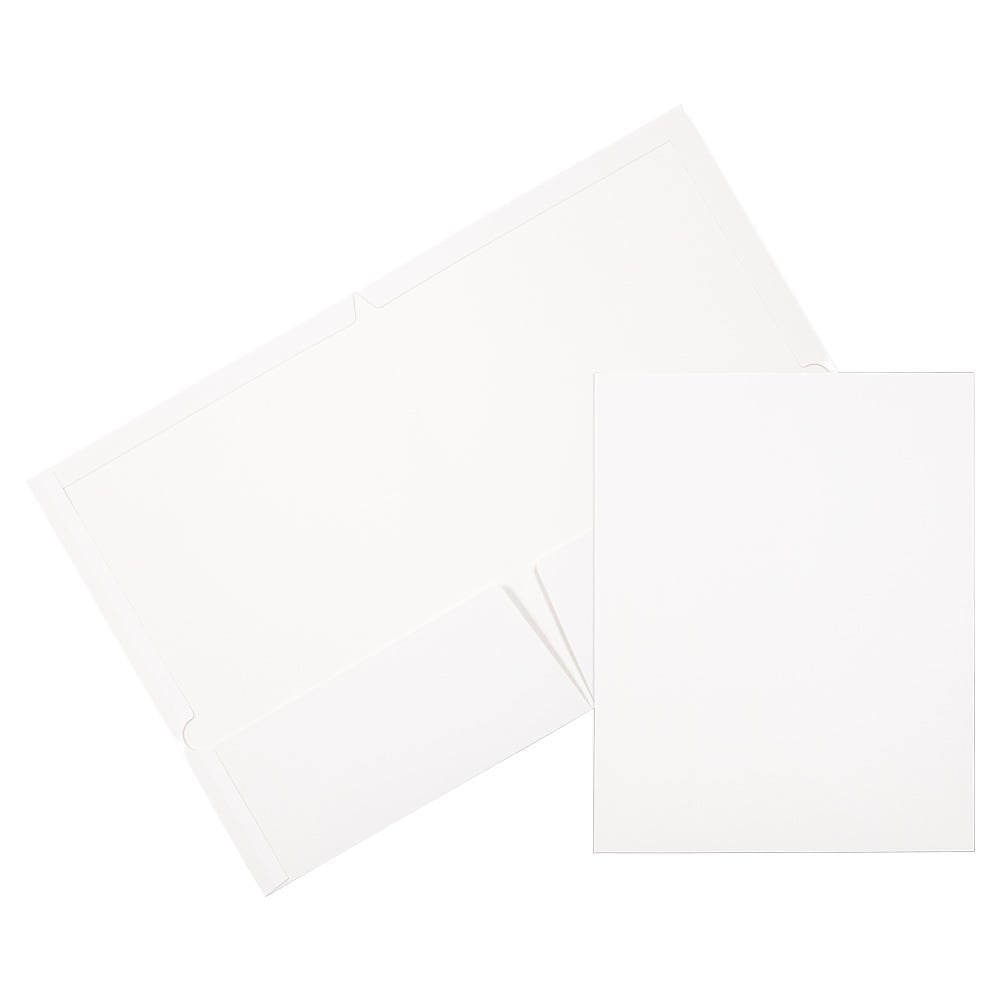 JAM Paper Laminated Two Pocket Glossy Folders, White, 3/Pack