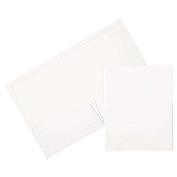 JAM Paper Laminated Two Pocket Glossy Folders, White, 3/Pack
