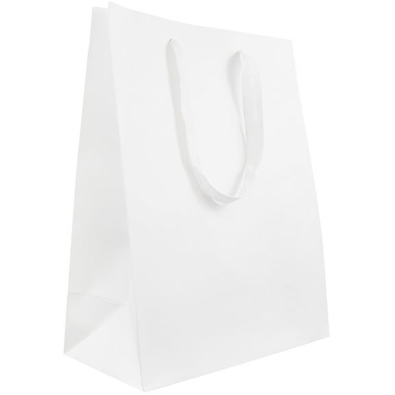 JAM Paper Large White Gift Bags, 10 x 13 x 5, 1/Pack