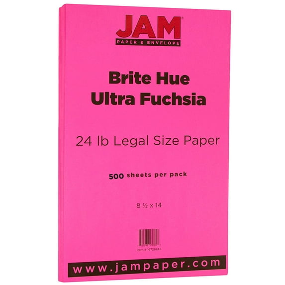 JAM Paper Legal Paper, 8.5 x 14, 32lb, Fuchsia Pink, 500/Pack