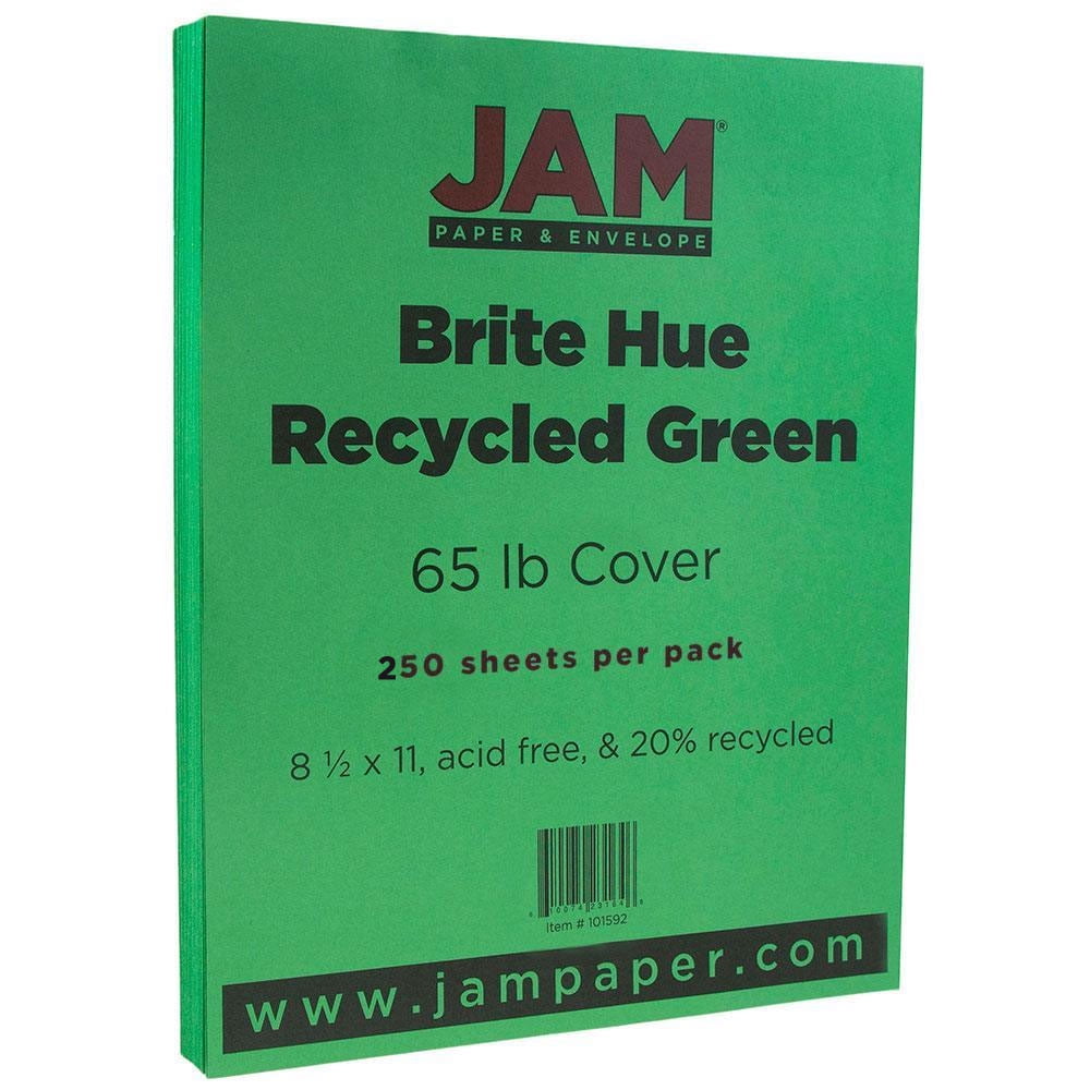 JAM Paper Letter Cardstock, Green, 65lb, 8 1/2 x 11, 250 per Pack