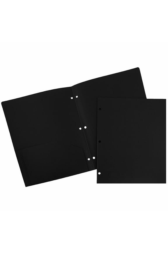 Letter Size 2-Pockets Pocket Folders, Black, 3 Count