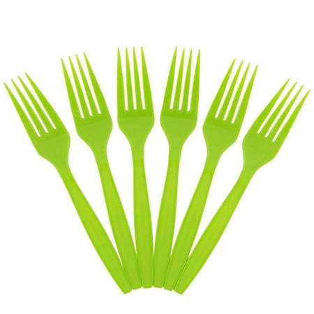 JAM Paper Lime Green Plastic Forks, 7", 100/Pack