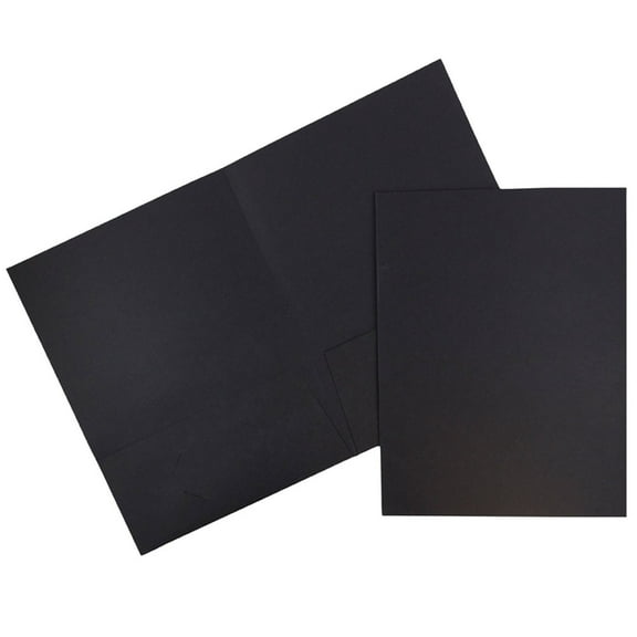 JAM Paper Linen Two Pocket Folders, 9 x 12, Black, 100/Pack