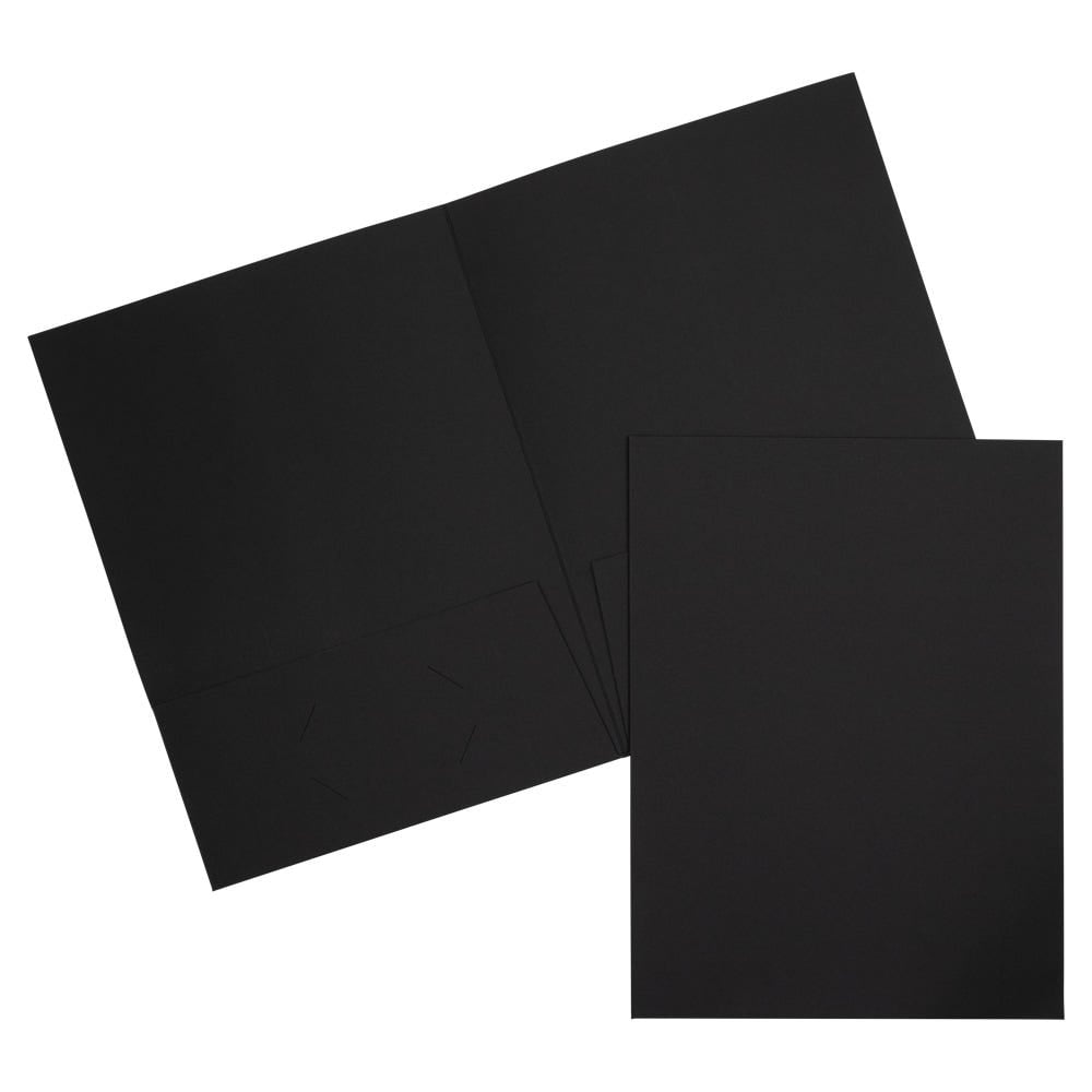JAM Paper Linen Two Pocket Folders, Black, 6 per Pack