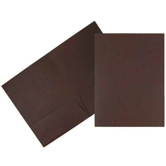 JAM Paper Linen Two Pocket Folders, Chocolate Brown, 25/Pack