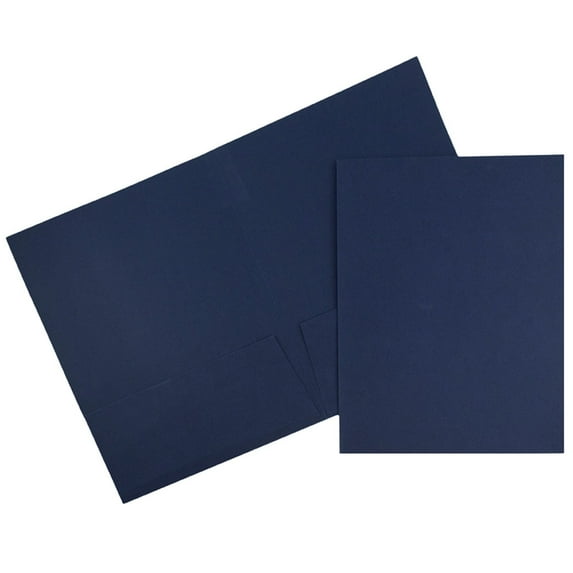 JAM Paper Linen Two Pocket Folders, Navy Blue, 6/Pack