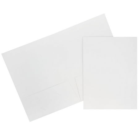 JAM Paper Linen Two Pocket Folders, White, 100/Pack