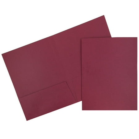 JAM Paper Linen Two Pocket Presentation Folders, 9 x 12, Burgundy, 50 per Pack