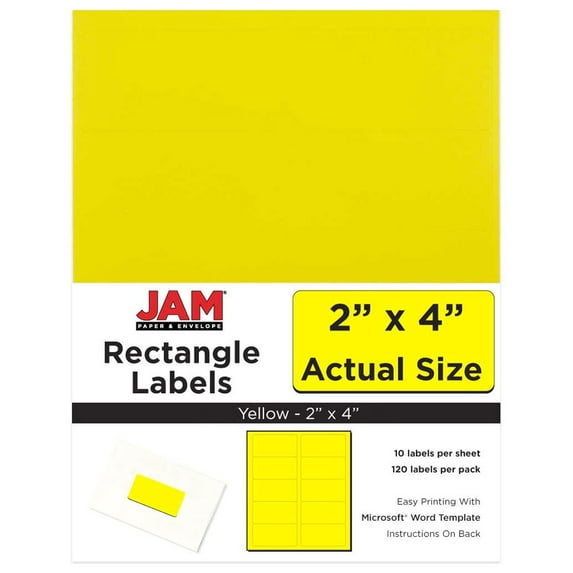 JAM Paper® Mailing Address Labels - Medium - 2 x 4 - Yellow - 10 Labels per Page/120 Labels Total