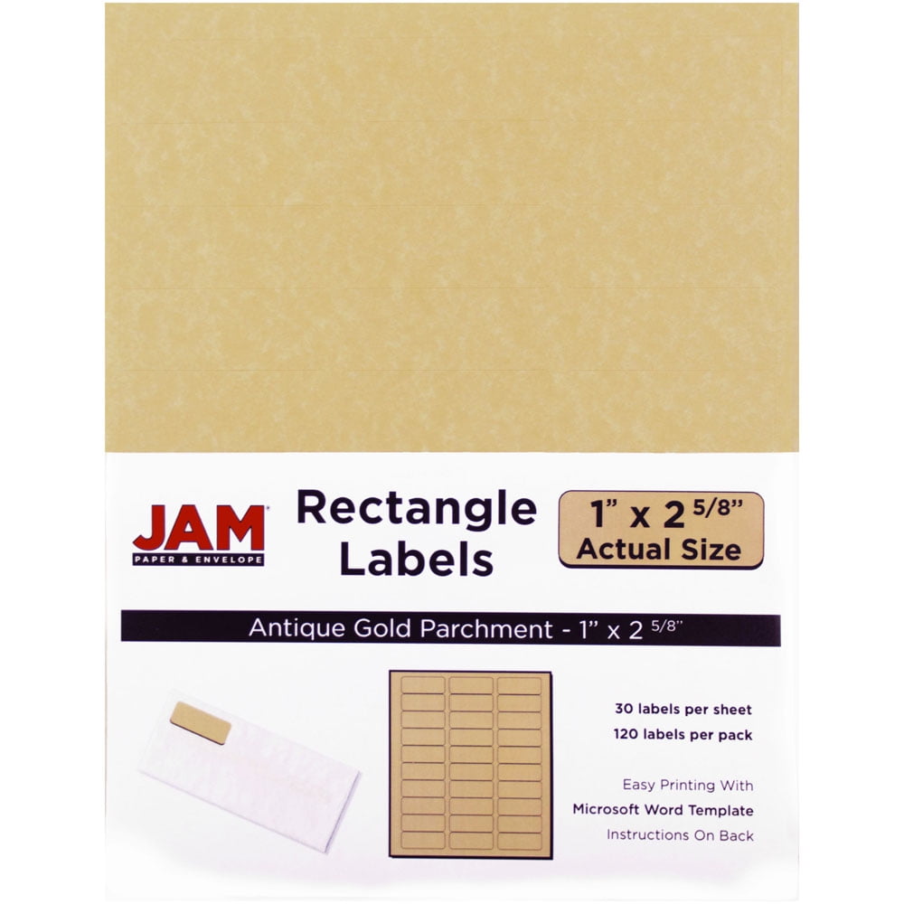 JAM Paper Mailing Address Labels, Small, 1" x 2 5/8", Antique Gold