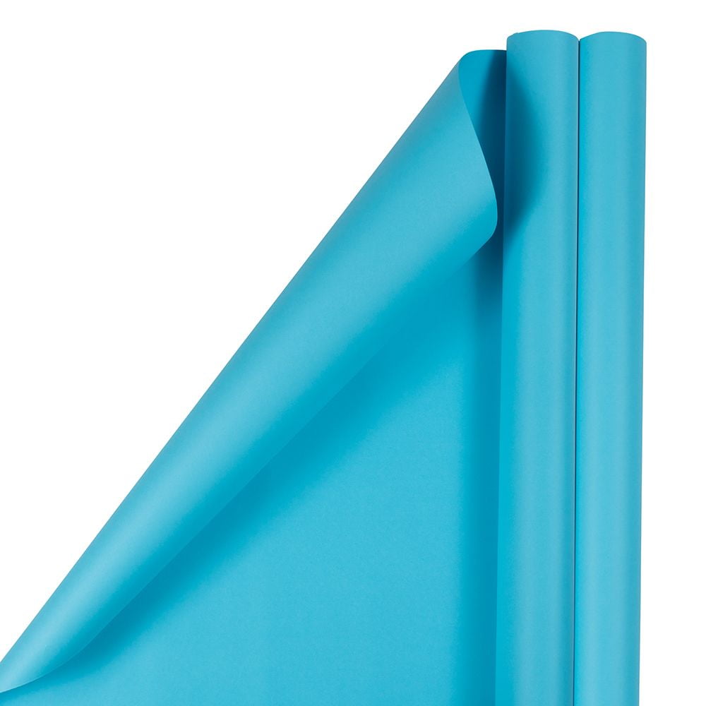 JAM Paper Matte Blue Paper Gift Wrap Papers, (2 Rolls) 25 Sq ft.