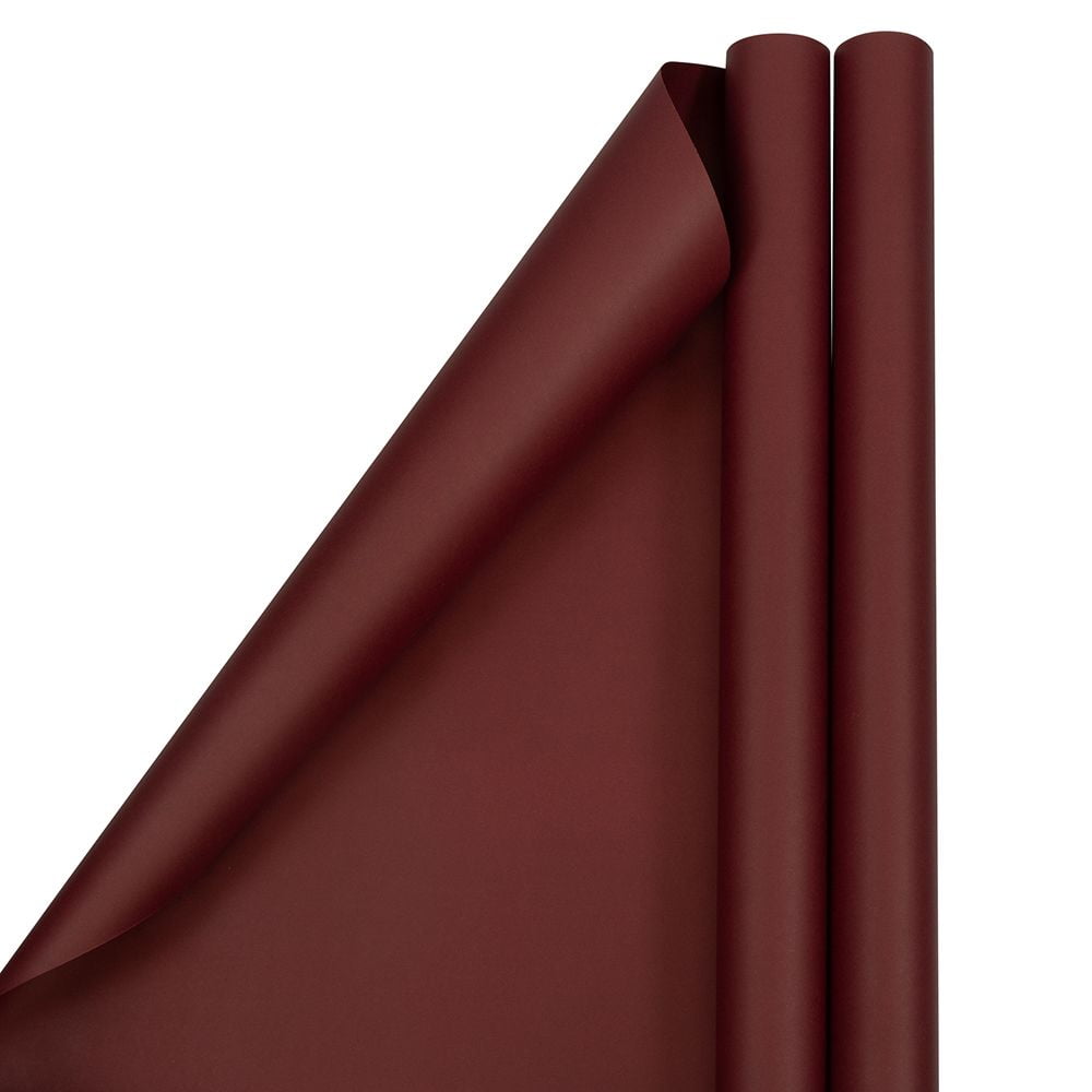 JAM Paper Matte Burgundy All Occasion Gift Wrap Papers, (2 Rolls) 50 Sq ft.