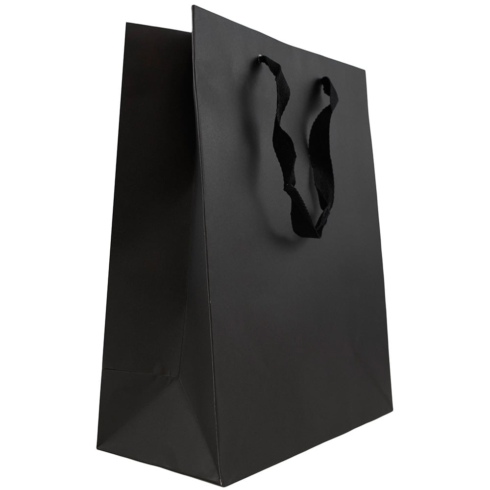JAM Paper Matte Gift Bag 10 X 13 X 5 Black Kraft 1 Pack Large jam-paper-matte-gift-bag-10-x-13-x-5-black-kraft-1-pack-large