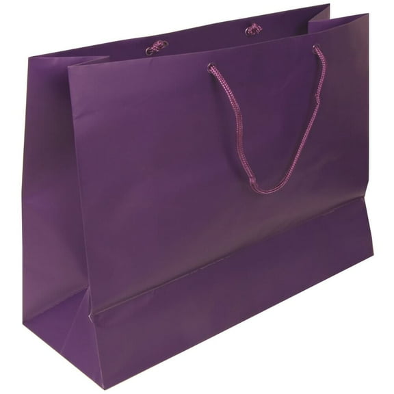 JAM Paper Matte Gift Bag, 16 x 12 x 6, Purple, 1/Pack, Larger Horizontal