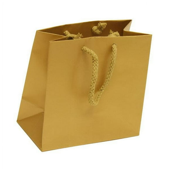 JAM Paper Matte Gift Bag, 6.5 x 6.5 x 3.5, Gold, 1/Pack, Small Square