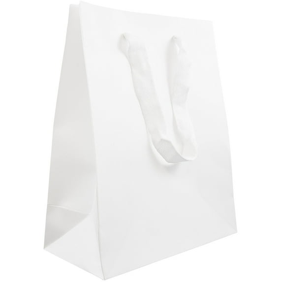 JAM Paper Matte Gift Bag, 8 x 10 x 4, White Kraft, 1/Pack, Medium