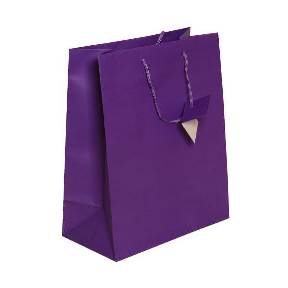 JAM Paper Matte Gift Bags, 10 x 13 x 5, Purple, 100/Pack, Large