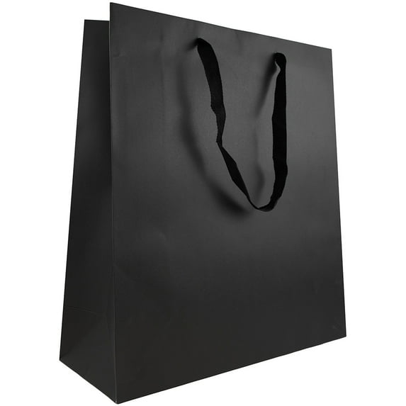 JAM Paper Matte Gift Bags, 16x17.5x6, Black Kraft, 3/Pack, Jumbo Horizontal