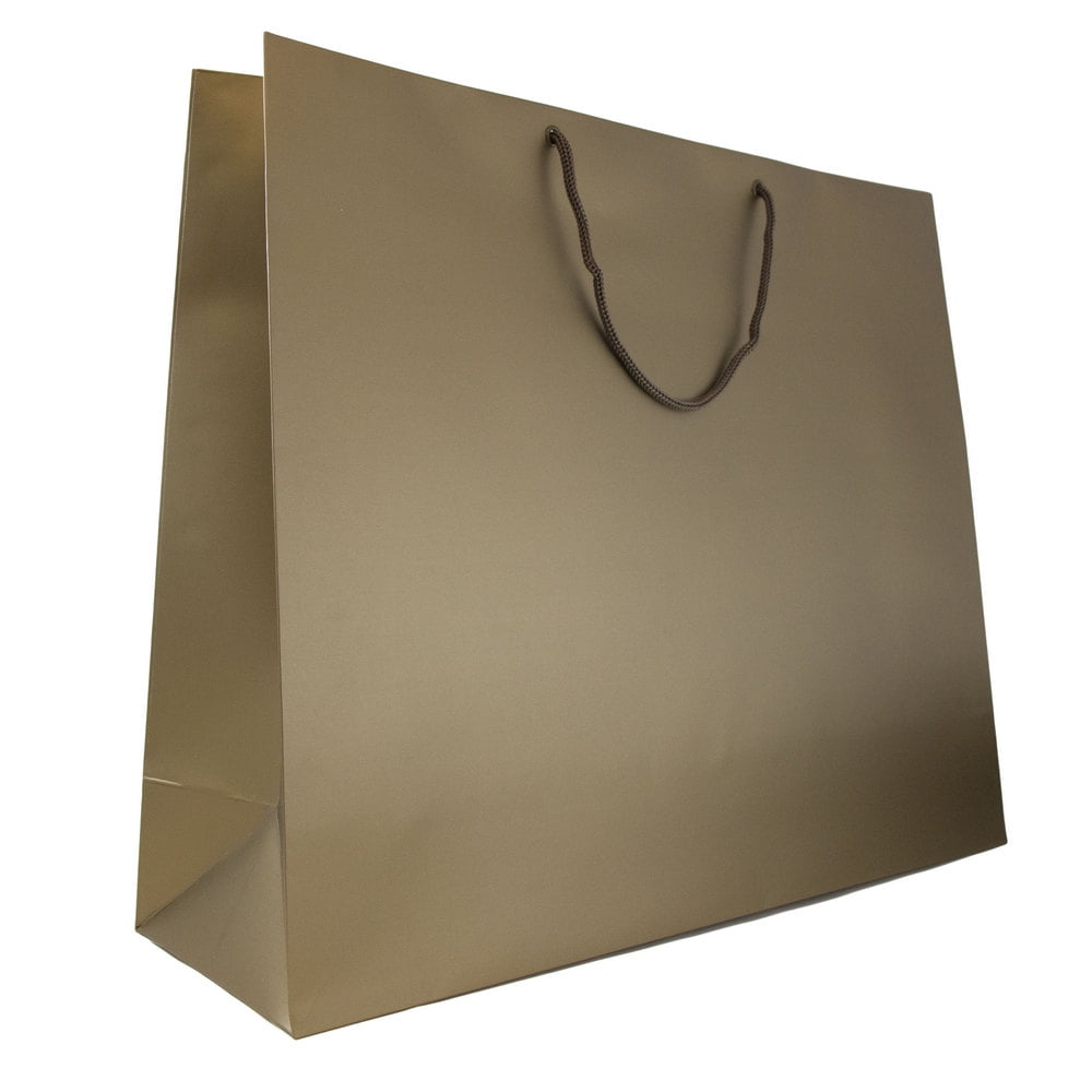 JAM Paper Matte Gift Bags, 20 x 16 x 6, Bronze, 24/Pack, Jumbo